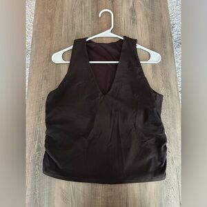 🤎RARE Lululemon All it Takes V-Neck Tank (b-d cups) ribbed Nulu* Sz 14 *sequoia*